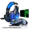 Casque/casque Kotion EACH G9000 casque de jeu casque de jeu stéréo basse profonde avec microphone lumière LED pour ordinateur portable PC + souris de jeu + tapis de souris