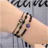 Chain Fashion Turkey Evil Blue Eye Bracelet Women Handmade Woven Rope Chain Crystal Beads Friendship Bracelets Girl Birthday Party Je Dhm4N