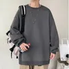 Men's Hoodies Casual Spring Solid Long Sleeve Tops Tee For Man Fashion Loose O-Neck Simple Shirts Men Clothing Streetwear Oversize