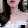 Hanger Kettingen Mode Sleutelbeen Keten Parel Choker Ketting Voor Vrouwen Korea Stijl Sliver Gouden Kraag Nekband Elegante Sieraden Gif Dhq5S