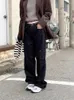 Women's Pants Korean Vintage Large Pocket Straight Trousers Spring High Waist Cargo Y2k Grunge Loose Wide Leg Women