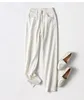 Pantaloni da donna 2024 Stile alla moda Casual e versatile Seta di gelso Piccoli piedi Tinta unita Jeans semplici Tubo lungo