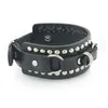 Charm Armband Chic Punk Bangles Gothic Rock for Women Män unisex Rivet Cool Wide Cuff Leather Belt Buckle S331