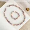 Set Ashiqi Big Natural Freshwater Pearl Purple Color Smycken Set 925 Sterling Silver Necklace Armband för Women Gift