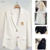 2024SS Damskie garnitury Blazery Letter Hafdery Hafdery White Biała dla kobiet Ogólna płaszcz z długim rękawem