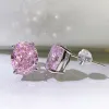 Orecchini di lusso 100% 925 argento massiccio 8 * 10mm quarzo rosa topazio orecchini con diamanti ad alto tenore di carbonio per le donne regalo di gioielleria raffinata per le donne