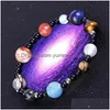 Perles Pierre Naturelle Perles Brins Galaxy Système Solaire Bracelet Univers Neuf Planètes Terre Étoiles Lune Bracelets Pour Femmes Hommes Fash Dhsrk