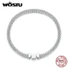 Bracelets WOSTU 925 en argent Sterling européen Simple tricoté maille Bracelets pour femme mode chaîne luxe poignet bijoux cadeau de mariage B124