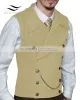 Chaleco de traje para hombre, chaleco de lana con cuello de solapa marrón, chaleco informal Formal de doble botonadura, chaleco ajustado de negocios para padrino de boda