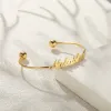 Браслеты, индивидуальный браслет для женщин, регулируемые водонепроницаемые браслеты золотого цвета из нержавеющей стали, уникальные модные ювелирные изделия