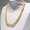 Przyzwoita design 12 mm szerokość 925 Sterling Srebrny mrożony mrożony moissanite Hip Hop Iced Out Cuban Link Chain