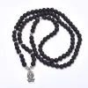 Bracelets Pierre de lave naturelle 108 perles Mala Bracelet extensible Ganesh Mala Protection chance bijoux Yoga méditation bouddhisme cadeau