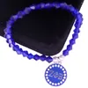 Charm armband handgjorda elastiska blå emalj vit pärla grekisk bokstav zeta phi beta pärlast sorority symbol smycken