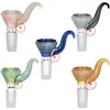 Neueste Bunte Blase Glas Ochsenhorn Griff Stil Rauchen Tragbare Austauschbare 14 MM 18 MM Männliche Gelenkschnittstelle Bong Wasserpfeife Bubbler Handpfeife Kräuter Tabak Schüssel DHL