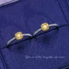Anneaux LUOWEND 18K or blanc anneaux 0.40 carat véritable naturel jaune diamant bague de fiançailles pour les femmes de mariage de luxe carré Design