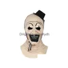 Masques de fête Joker Latex Masque Terrifier Art Le Clown Cosplay Horreur Fl Visage Casque Halloween Couvre-chef 230601 Drop Livraison Accueil Gard Dhmaz