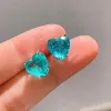 Ensembles de bijoux de mariage pour petite amie, Vintage bleu Paraiba Tourmaline cœur océan étoile pendentif collier boucles d'oreilles déclaration