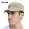 Snapbacks voboom sommar militär mössa våren män kvinnor tvättade bomullsdesign platt baseball mössa topp armé hatt med lufthål justerbar