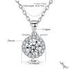 Colliers pendentifs 18K plaqué or rond Cz pendentif collier cubique zircone cluster pour les femmes fête de mariée bijoux de mariage Dr Dhgarden Dhgwd