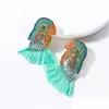 Stud Parrot Tassel Earrings Studs Casual Party Simple Acrylic Dangle Fashion Metal Rhinestone Birds Drop Earring Womens Charm Stateme Dhfsz