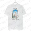 2024 CASABLANCAS T 셔츠 남성 여성 디자이너 티셔츠 티 테스 의류 탑 남자의 캐주얼 가슴 편지 셔츠 고급 의류 거리 반바지 소매 옷 tshirts 크기 S-2XL