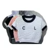 2023 Printemps/Été T-shirt Nouvelles Femmes Bubble Fold Petit Parfum Contraste Col Rond Manches Courtes Poitrine Lettre Broderie Tendance TopS-L