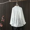 Women's Blouses Autumn Cotton Embroidery Shirt Women Lapel Long Sleeves Loose Sweet Slim Simplicity Versatile 2024 Spring T418101QD