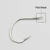 Fishhooks Fishhooks 200 pcs / lotau d'eau de mer Bright Tin Placing Fish Barbed Crochet offshore Perching Perch Carpe Tabrins de pêche Jig Head Pesca