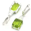 Orecchini pendenti Acquista 2 ricevi 1 gratis 40x11 mm Stupendo topazio fumé verde peridoto CZ Argento da donna