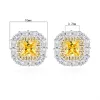 Örhängen Wuiha 925 Sterling Silver 4*4mm Yellow Sapphire Facetterade ädelstenar Stud Earriings For Women Jubileums Present SMEEDDAY Drop Shipping