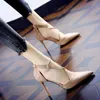 Women Dress Shoess High Heels Sexy Apricot Single Shoes Spring/summer Fresh French Black Suede Fine Heel Sandals with Pointed Ties