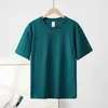 T-shirt da donna T-shirt da donna in cotone color caramello sciolto T-shirt oversize a maniche corte con colletto tondo per coppie