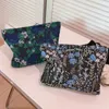 Cosmetic Bags Large Capacity Bag Floral Jacquard Clutch Washing Toiletries Organizer Daily Makeup Pouch Vintage Blue Green