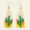 Dangle Earrings Fringe Hand Knitting Beading Simple Bohemia Sun Peacock Color Leopard Print Matching Alloy Ma'am Rice