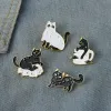 Broches Chat Broche Crâne Chat Broche Halloween Assistant Chapeau Couple Soleil Lune Noir Blanc Chat Sac À Dos Vêtements Alliage Émail Épinglettes Broches