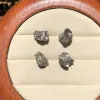 Серьги 1 Пара Fengbaowu Natural Rough Stone Pyrite Serging Stud 925 Серебряная серебряная мода подарок для женщин