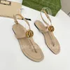 Quality Slides Designer Shoes Women Clip Toe Sandals Flip Flops Luxury Goods Metal Letters Leather Flat Slippers 35-42