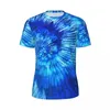 T-shirts pour hommes Hippie Tie Dye T-shirt homme bleu art moderne Y2K T-shirts de sport décontractés respirant t-shirts de mode d'été graphique surdimensionné