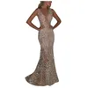 Podstawowe sukienki swobodne 2021 Elegancka wybuchowa cekinowa sukienka Seksowna impreza w szyku w dekolcie różowy zestaw wysokiej talii Długość podłogowa sukienka Bankiet długa sukienka J240222