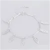 Urok bransolety 9 wzorów 925 Bracelet Sterling Sier dla kobiet dziewcząt moda urok Bangle Cross Butterfly Serce Bell Ball Leaf Dhjgl