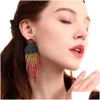 Stud Hypoallergenic Studs Dangles Earrings For Women Handmade Vintage Long Tassel Rice Bead Earring Accessories Party Birthday Gifts Dhsge