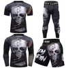 Herrspåriga Cody Lundin Rashguard MMA T-shirt Shorts för män 4st/set 3D Grappling BJJ Rash Guard Jiu Jitsu T-shirts Sport Tights