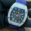 RM Watch Mens 손목 시계 Moissanite Wristwatch Richardemille Mens 시리즈 로즈 골드 화이트 골드 풀 중공 자동 기계적 남성 시계 RM010 화이트 골드 또는