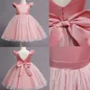 Vestidos da menina da criança menina flor aniversário tule vestido sem costas arco vestido de casamento crianças festa vestir princesa vestido rosa bebê menina bowknot vestidos