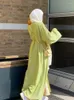 Vêtements ethniques Eid Abaya Dubaï Musulman Hijab Robe Turquie Islam Plaine Crêpe Casual Abayas pour femmes Ramadan Kaftan Robe Kimono Femme