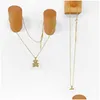 Ожерелья с подвесками Love Heart Teddy Bear 18-каратного позолоченного Iced Out Cz Модные вечерние ювелирные изделия в подарок для женщин Цирконий со стразами Anima Dhwhe