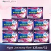 Hygiène féminine 32 pièces serviette menstruelle à usage nocturne longueur 425 mm débit important utilisation nocturne hygiène féminine 100 % coton intérieur serviette hygiénique super fine Q240222