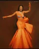 Party Dresses Bright Orange Mermaid Long Aso Ebi Prom Shiny Crystal Corset African Formal Event Dress With Ruffles Maxi Gowns