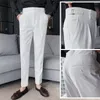 British Style Autumn Solid High Quality Trousers Men Formal Pants Slim Fit Business Casual Suit Pants s S14 240220