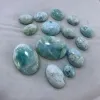 Ringar 2st/Lot Natural Larimar Bead Cabochon 12x16mm 13x18mm 15x20mm 18x25mm 22x30mm 30x40mm Oval Gemstone Ring Face For Jewelry